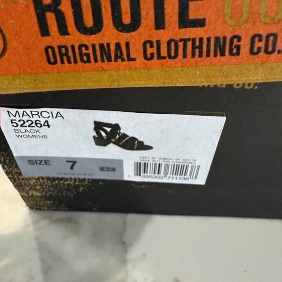 Route 66 Marcia LaceUp Wedge Dress Sandals Womens 7 Black ChunkyHeel WovenStraps - Picture 9 of 9